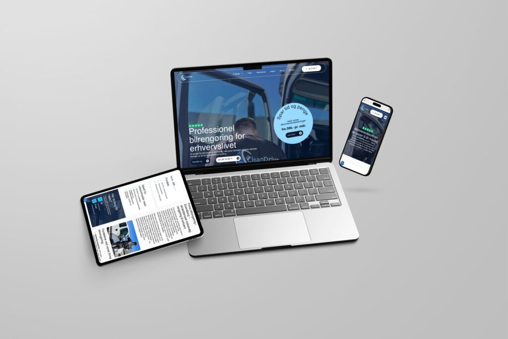 mockup af laptop, tablet og mobil design fra Hello Solutions