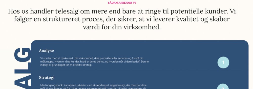 Eksempel på konverteringsoptimeret tekst til telemarketingbureau